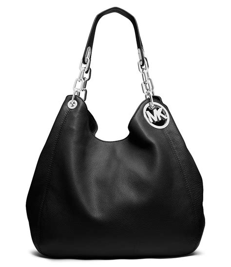 michael kors black leather hobo bag|michael kors large shoulder bag.